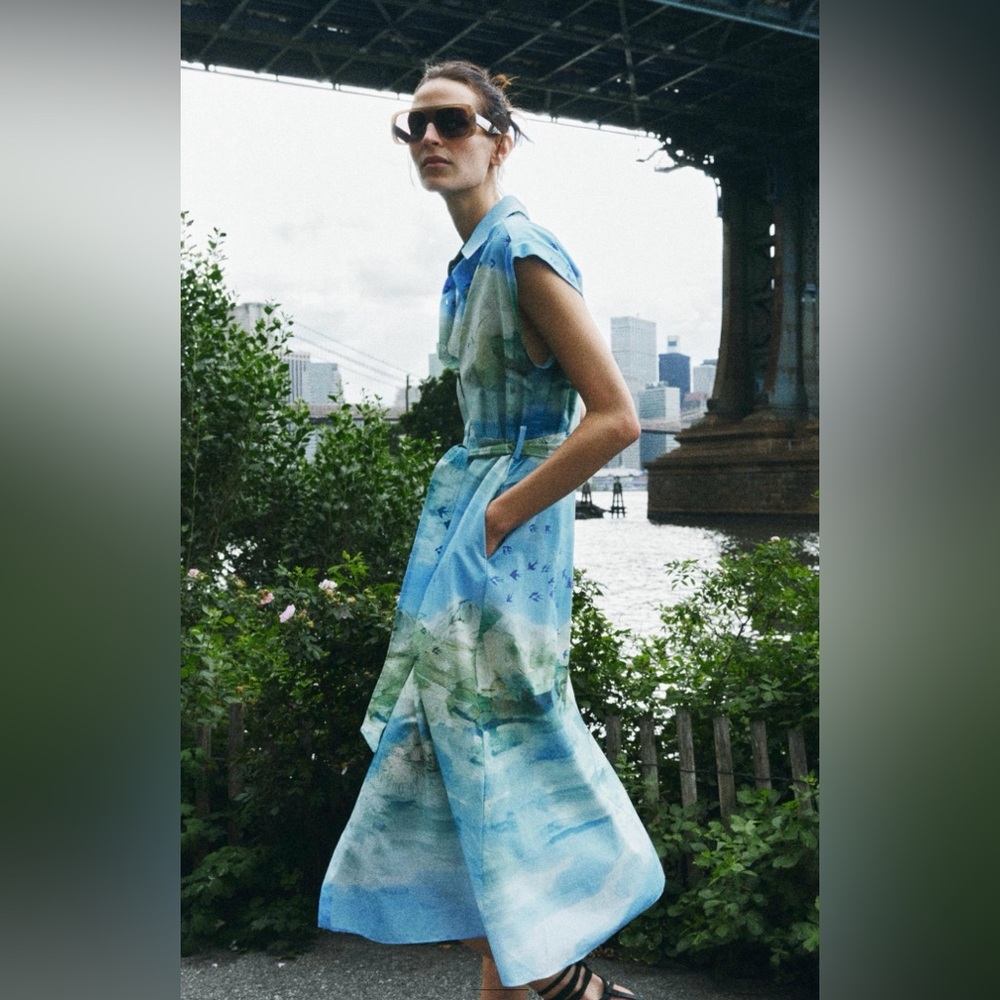 ZARA PRINTED SHIRT DRESS ZW COLLECTION